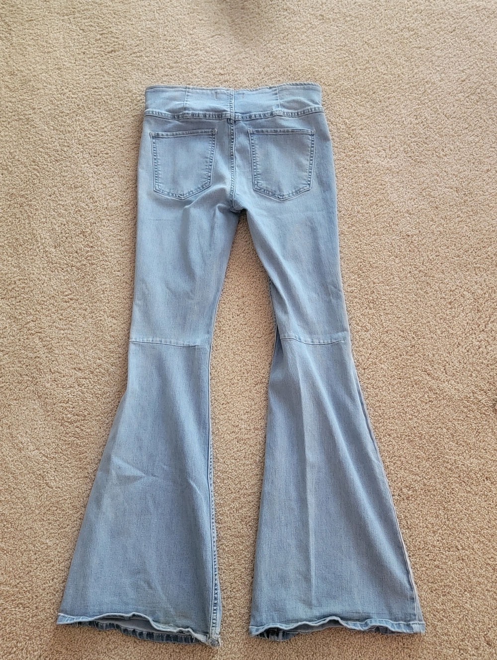 Free People Penny Pull On Flare Jeans, Size W28 Short, Light Wash, Retro Boho - Picture 3 of 10
